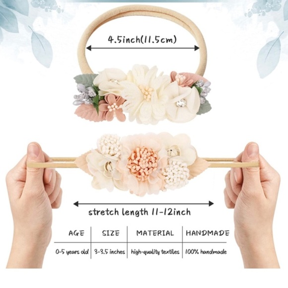 6PCS Baby Girl Flower Nylon Headband-Elastic Hair Band Handmade Bow​​ - Picture 5 of 7